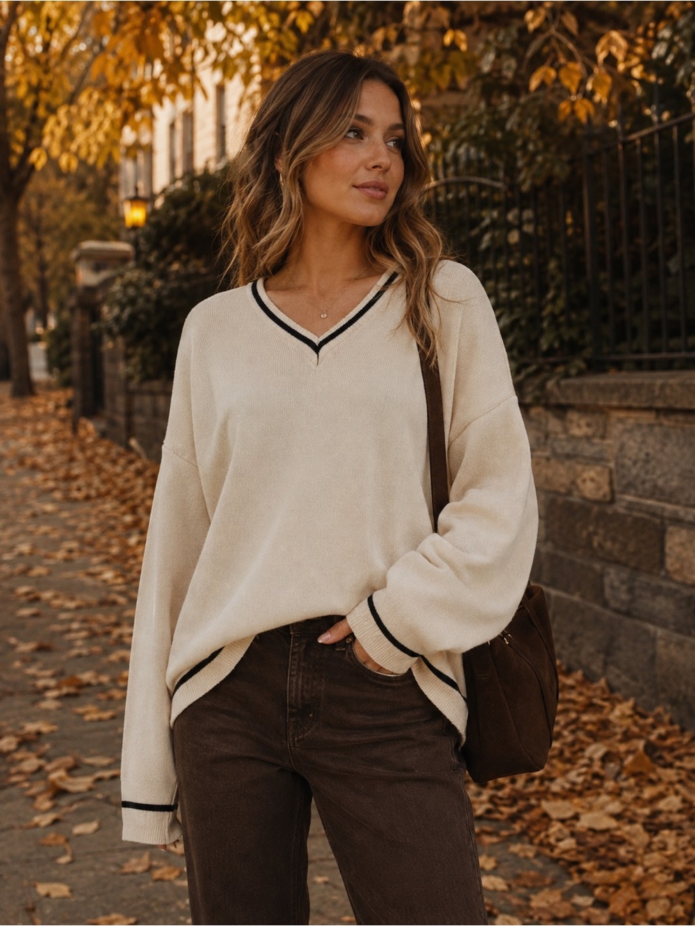 Vintage London Fog Cream V-Neck Cricket Sweater | Made in USA | Size M - Picture 2 of 5